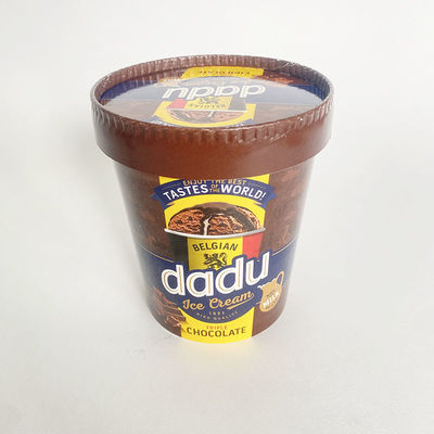 Coppa di carta monouso per gelati con coperchio contenente mono parete da 520 ml da 17 once