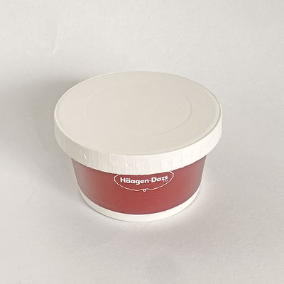 Coppa di carta di gelato a muro singolo con coperchio 4 oz 130 ml contenitori rossi da asporto