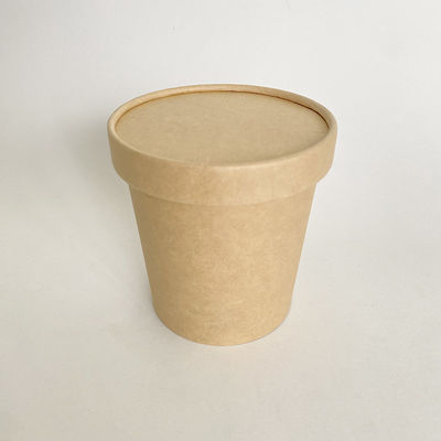 Coppa di carta biodegradabile per zuppa con coperchio contenente di pasta Kraft da 500 ml