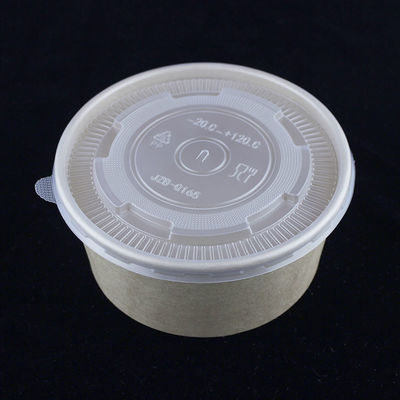 Tazze di insalata di carta da parete singola con coperchio rotondo Contenitore di noodles Kraft 1300ml