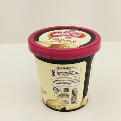 Coppe di yogurt surgelato di carta da 175 ml, tappo piatto, coppe di gelato di carta personalizzate con cucchiaio.