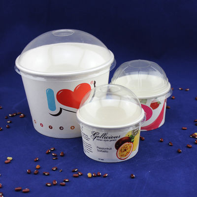 Serve singola, mangia a domicilio, vasche di gelato, tazze di carta di yogurt con coperchio di plastica