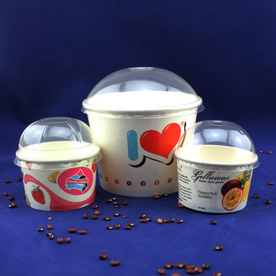 Serve singola, mangia a domicilio, vasche di gelato, tazze di carta di yogurt con coperchio di plastica
