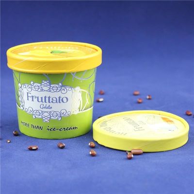 Coppa di carta di gelato rivestita in PE con coperchio cucchiaio di plastica con doppia parete