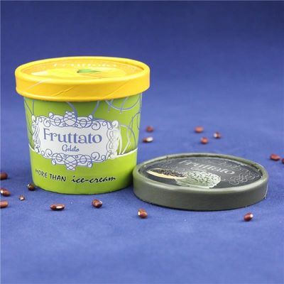 Coppa di carta di gelato rivestita in PE con coperchio cucchiaio di plastica con doppia parete