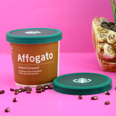 Coppa di carta di gelato rivestita in PE con coperchio cucchiaio di plastica con doppia parete