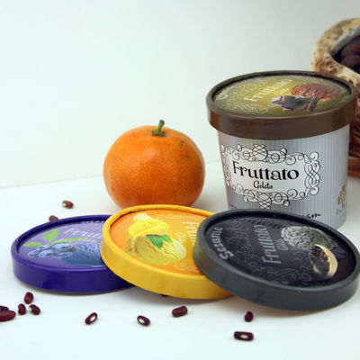 Coppa di carta di gelato rivestita in PE con coperchio cucchiaio di plastica con doppia parete