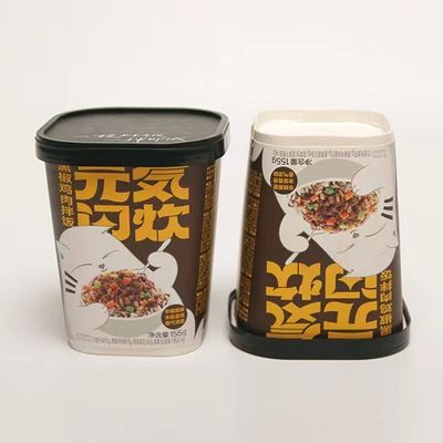 Tazza di carta per cibi caldi 600ml Disposable Custom Printing Square Bowl Con Capo