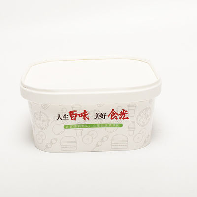 Tazza di carta quadrata Kraft personalizzata con coperchio contenitore di insalata usa e getta da 1000 ml