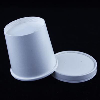 Contenitori di zuppa compostabili bianchi con coperchio Tazze di carta riciclabile da 16 once