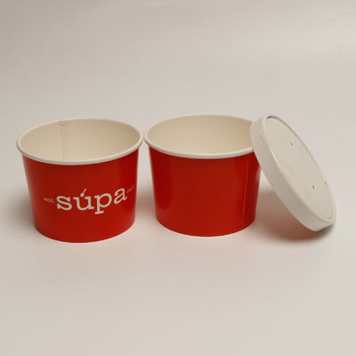 12 oz di ciotole monouso per zuppa calda con coperchio, contenitore di zuppa di carta rossa.