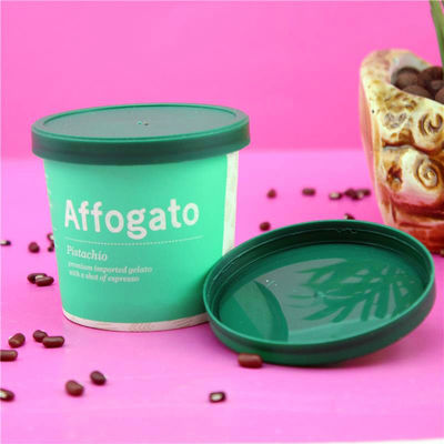 Tazza di carta di gelato a bocca piatta con coperchio 80g piatti stampati usa e getta personalizzati