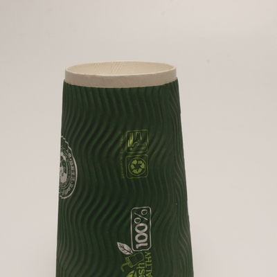 Tazza di carta a parete doppia a ripetizione verticale personalizzata verde riciclabile per il caffè