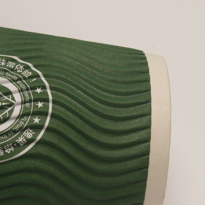 Tazza di carta a parete doppia a ripetizione verticale personalizzata verde riciclabile per il caffè