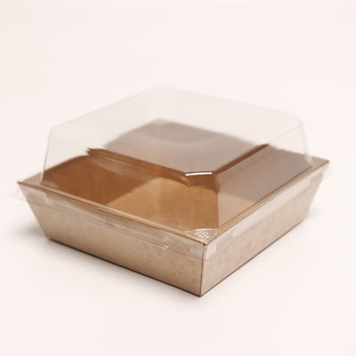 Cassa di imballaggio per panifici alimentari con coperchio contenitore di torte in carta kraft con coperchio di plastica