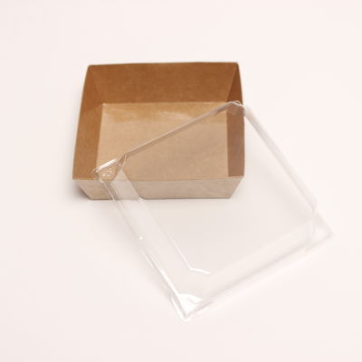 Cassa di imballaggio per panifici alimentari con coperchio contenitore di torte in carta kraft con coperchio di plastica