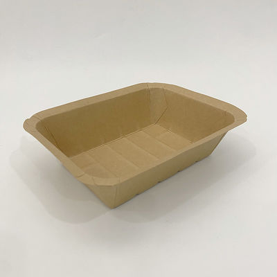 250 grammi di vassoi per cibi Kraft marroni, rivestimento in PE compostabile vassoio di carta per fast food