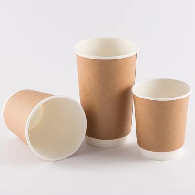 Tazze di carta Kraft con coperchio, confezionamento del caffè Tazze calde a doppia parete