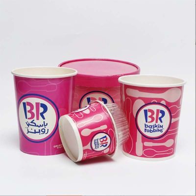 Imballaggi di yogurt stampati per uso singolo di qualità alimentare, riciclati, tazze di carta per gelati con coperchio