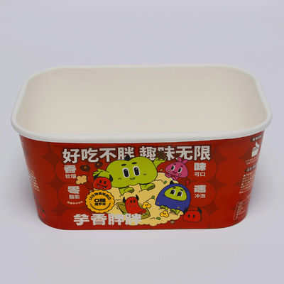 Prodotto di fabbrica stampato Medium Square Paper Bowl Packaging - Secure Packaging with paper lids
