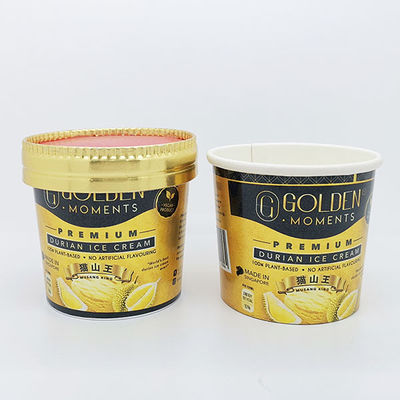 Imballaggio in carta di gelato stampato a misura con coperchio di carta
