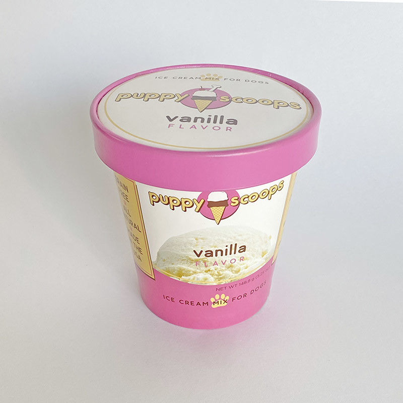 Coppa di carta stampata per gelati con coperchio per yogurt surgelato 14 oz 420 ml