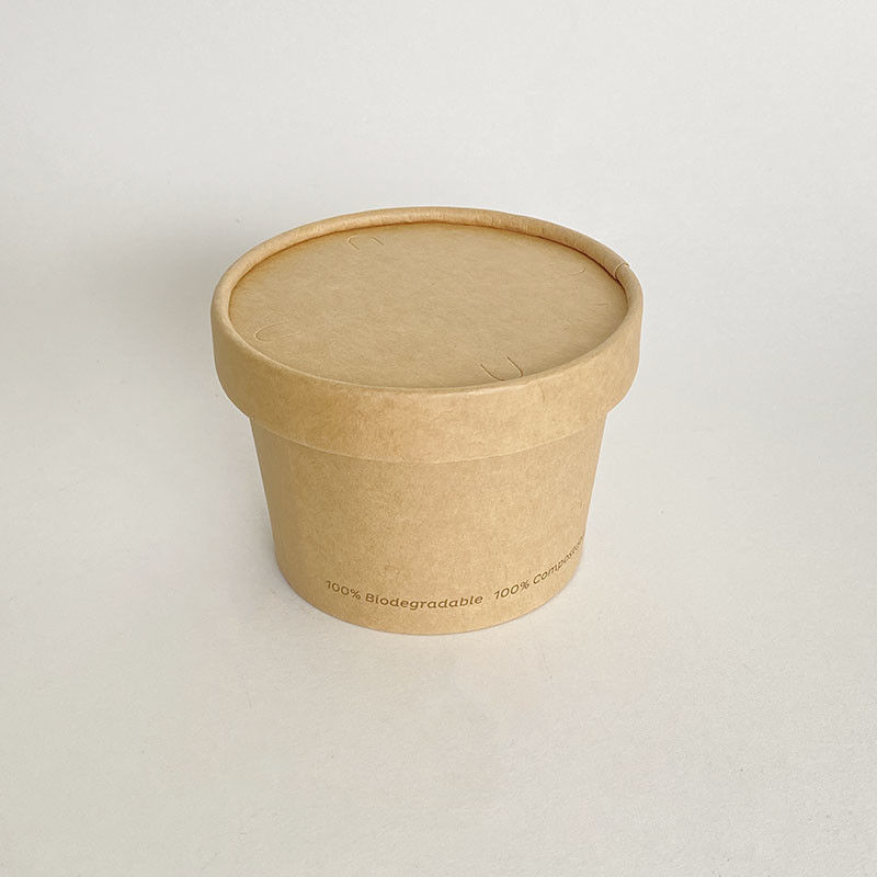 Tazza di carta per zuppa calda con coperchio 8 oz 240 ml PE rivestito Kraft takeaway Noodle Bowls