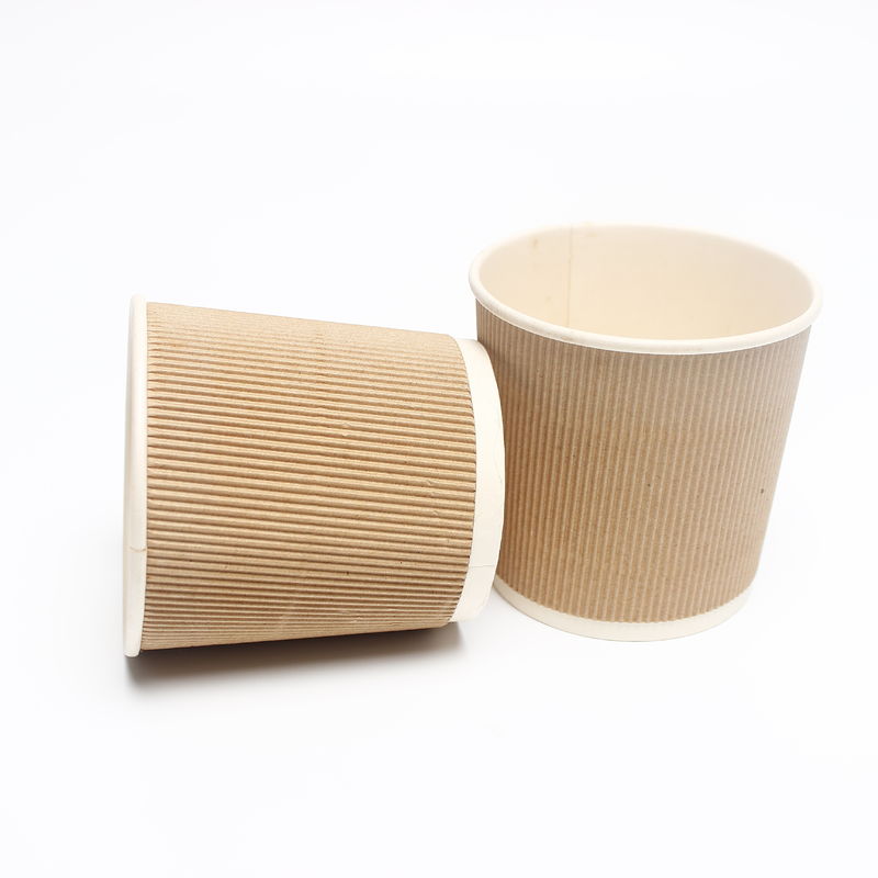 Tazze di caffè corrugate degradabili con coperchio, tazze di carta compostabili per bevande calde