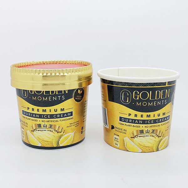 Imballaggio in carta di gelato stampato a misura con coperchio di carta